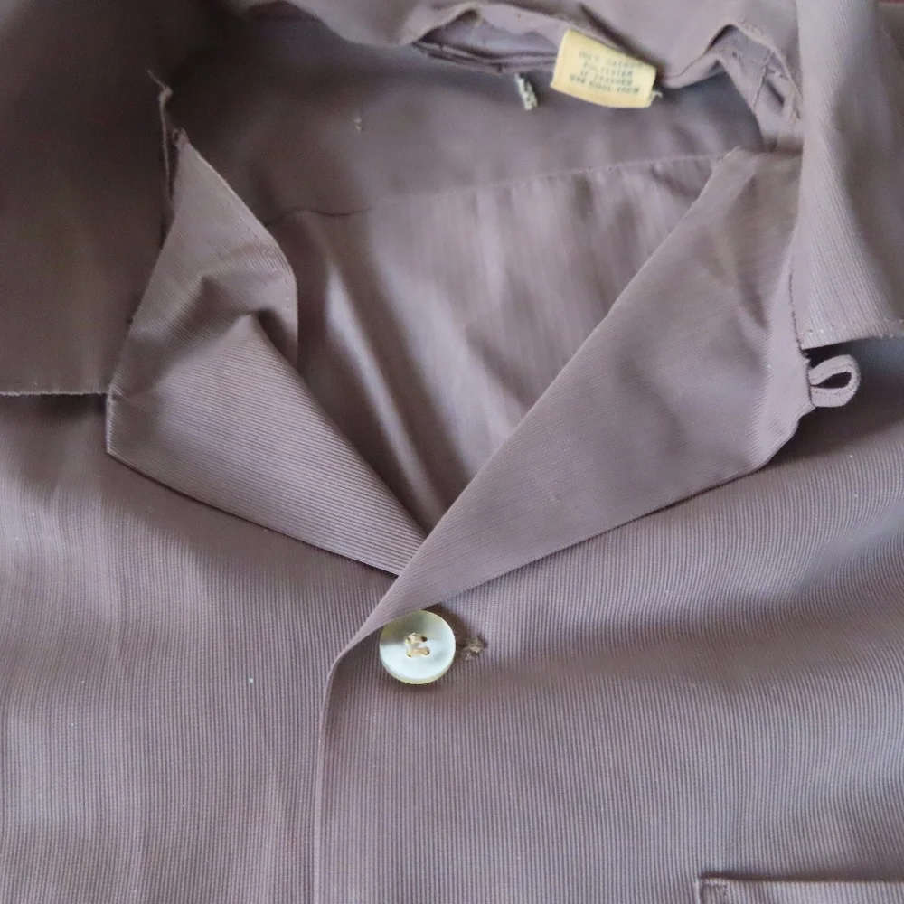 vintage unbranded shirt loop collar mother of pearl buttons 50s 60s - Picture 4 of 11